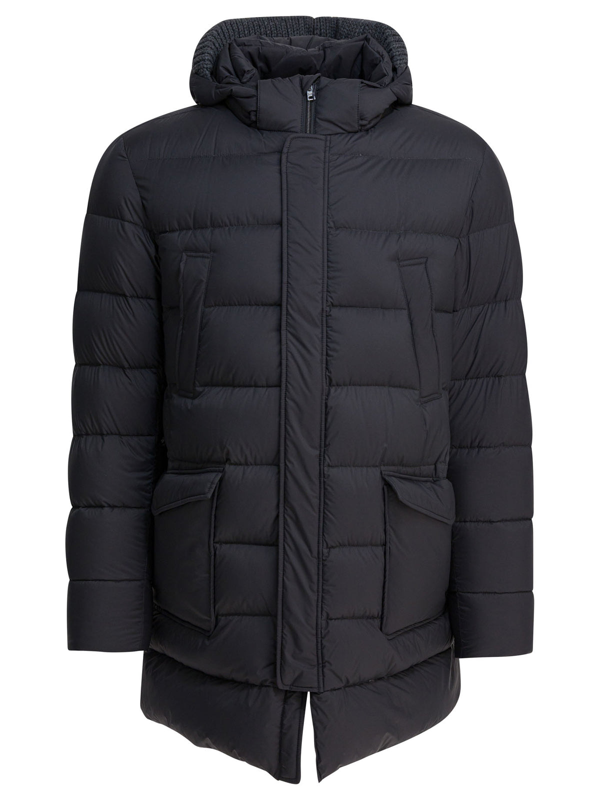 Herno Long down jacket with hood - Grey