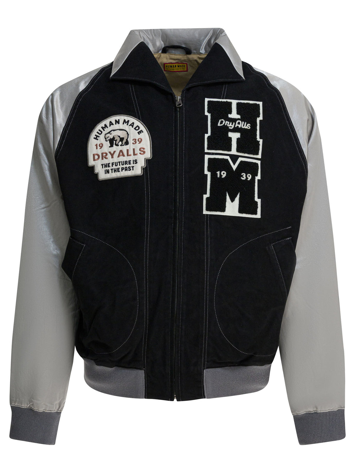 Human Made Satin "Varsity" Bomber Jacket - Black