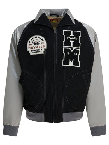Human Made Satin "Varsity" Bomber Jacket - Black