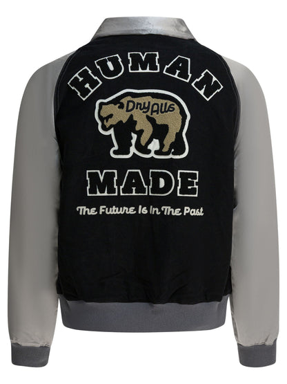 Human Made Satin "Varsity" Bomber Jacket - Black