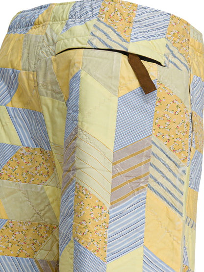Kapital Patchwork quilted "Yabane" short - Yellow