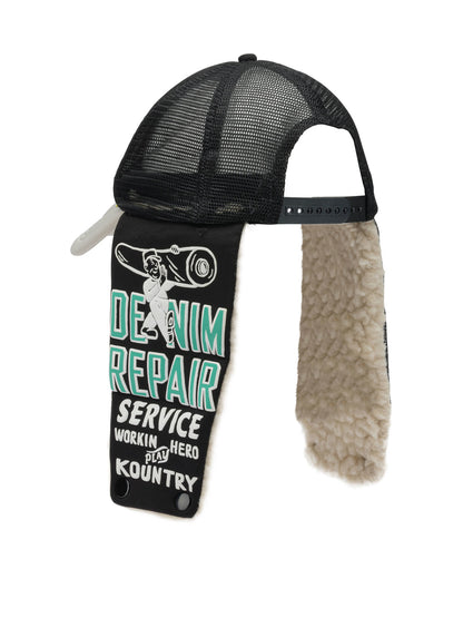 Kapital "Denim Repair Service Lumber" trucker hat - Black