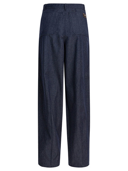 Max Mara Denim-effect wool pants - Blue