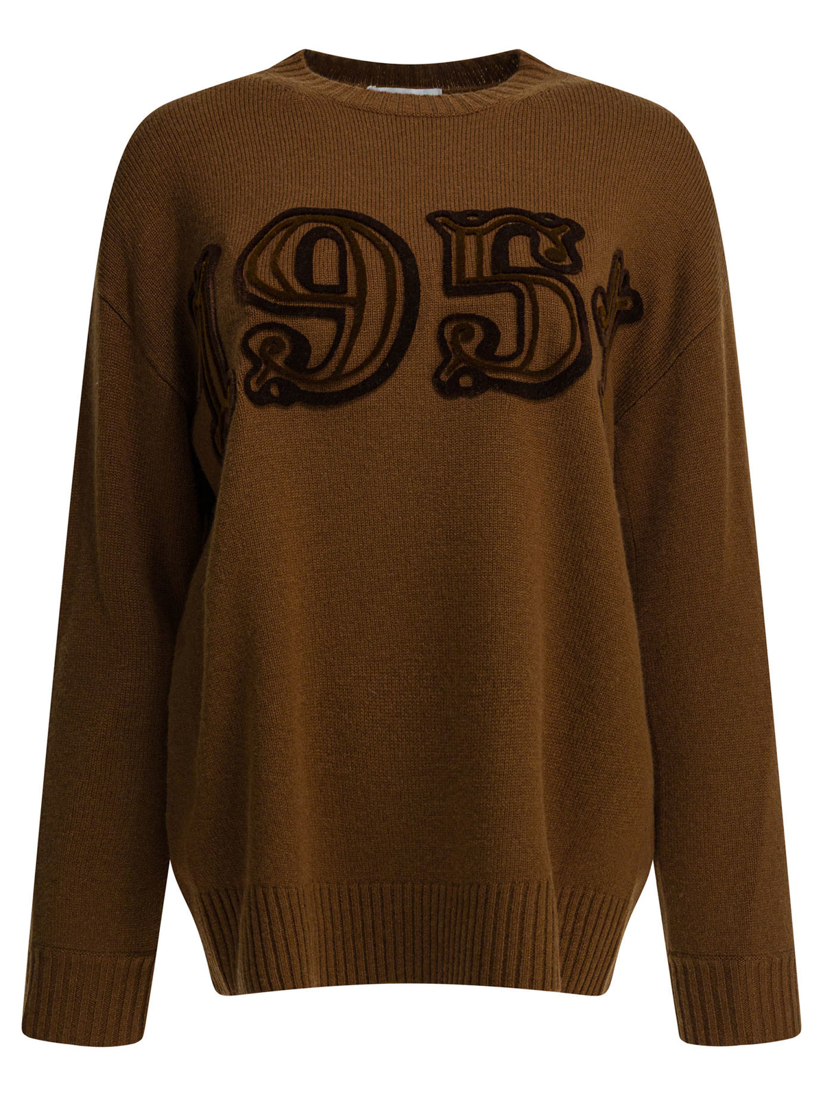 Max Mara Embroidered crew neck sweater - Brown