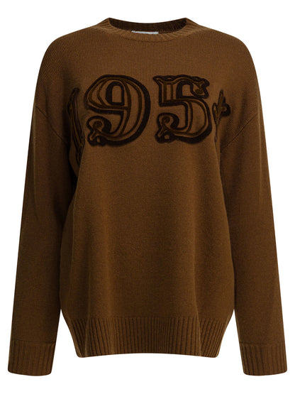 Max Mara Embroidered crew neck sweater - Brown