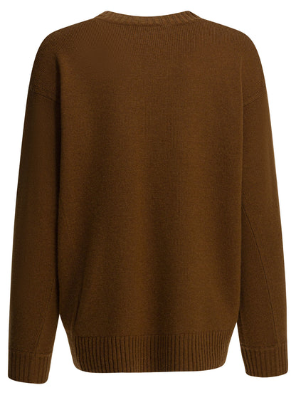 Max Mara Embroidered crew neck sweater - Brown