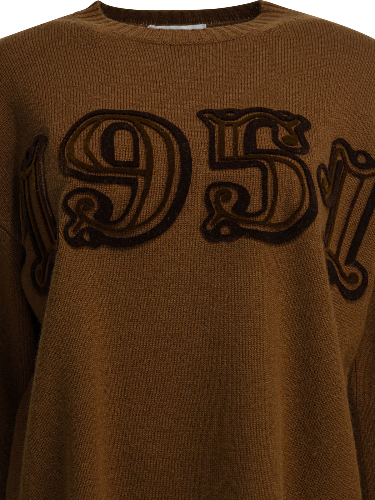 Max Mara Embroidered crew neck sweater - Brown