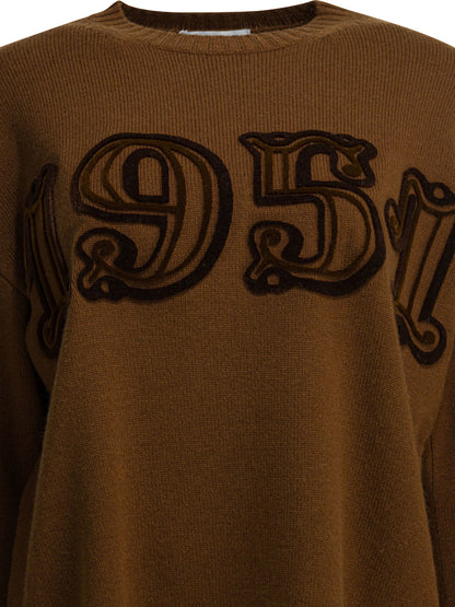Max Mara Embroidered crew neck sweater - Brown