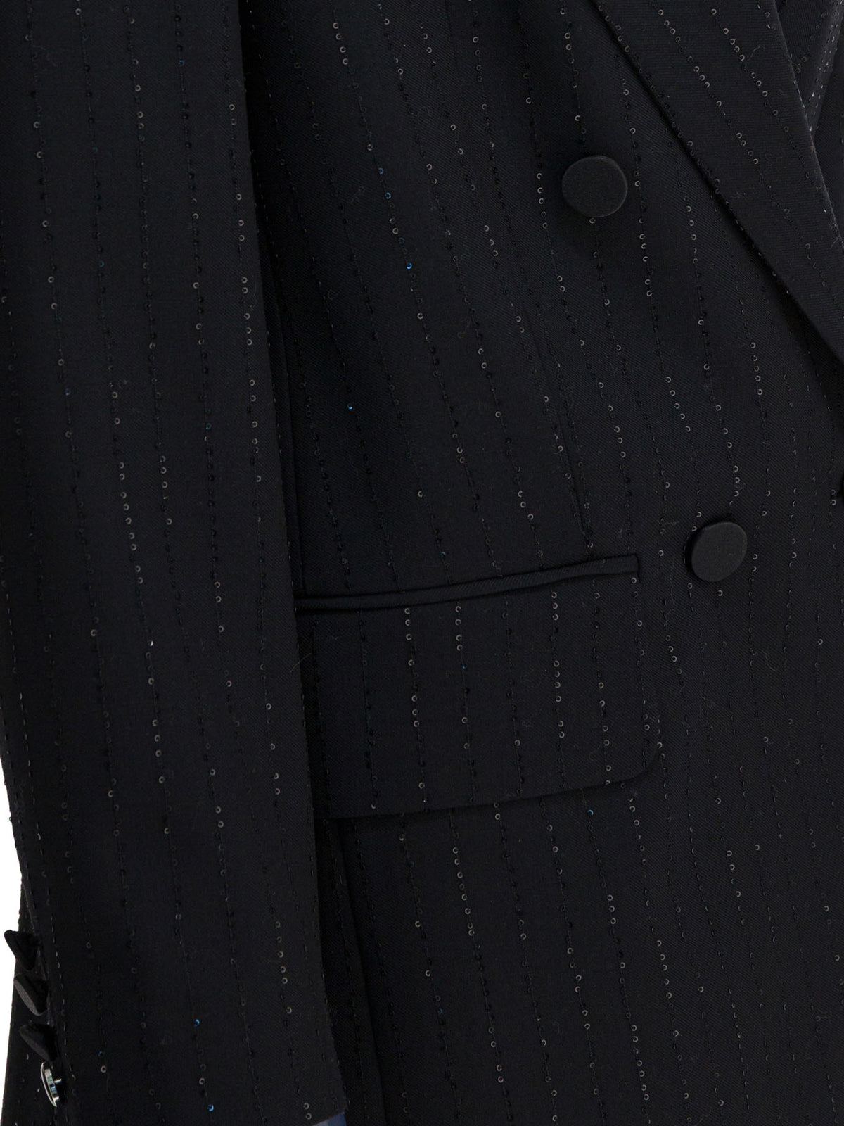 Max Mara Pianoforte Double-breasted wool blazer - Black