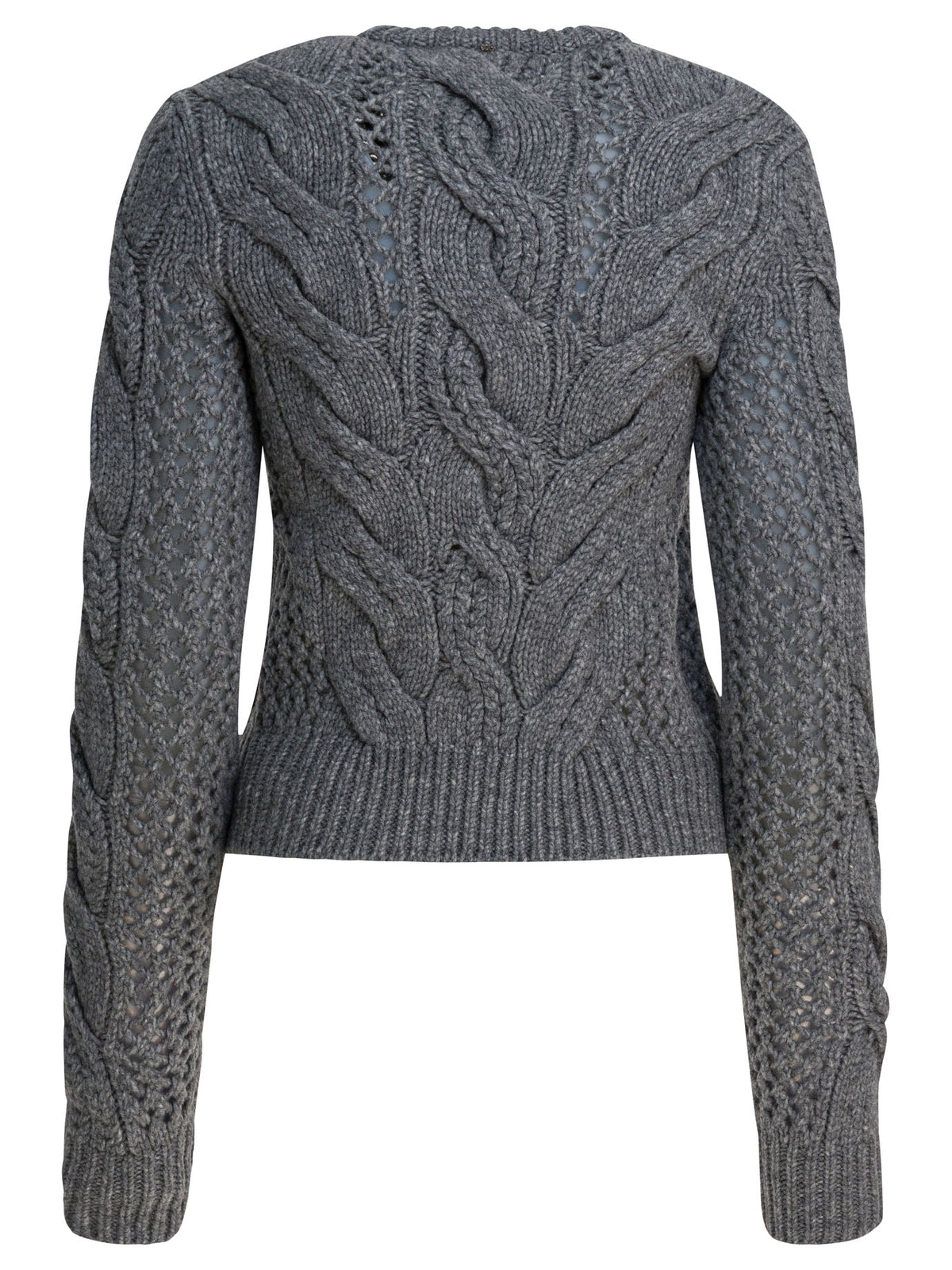 Max Mara Sportmax Wool-blend crewneck sweater with braids - Grey