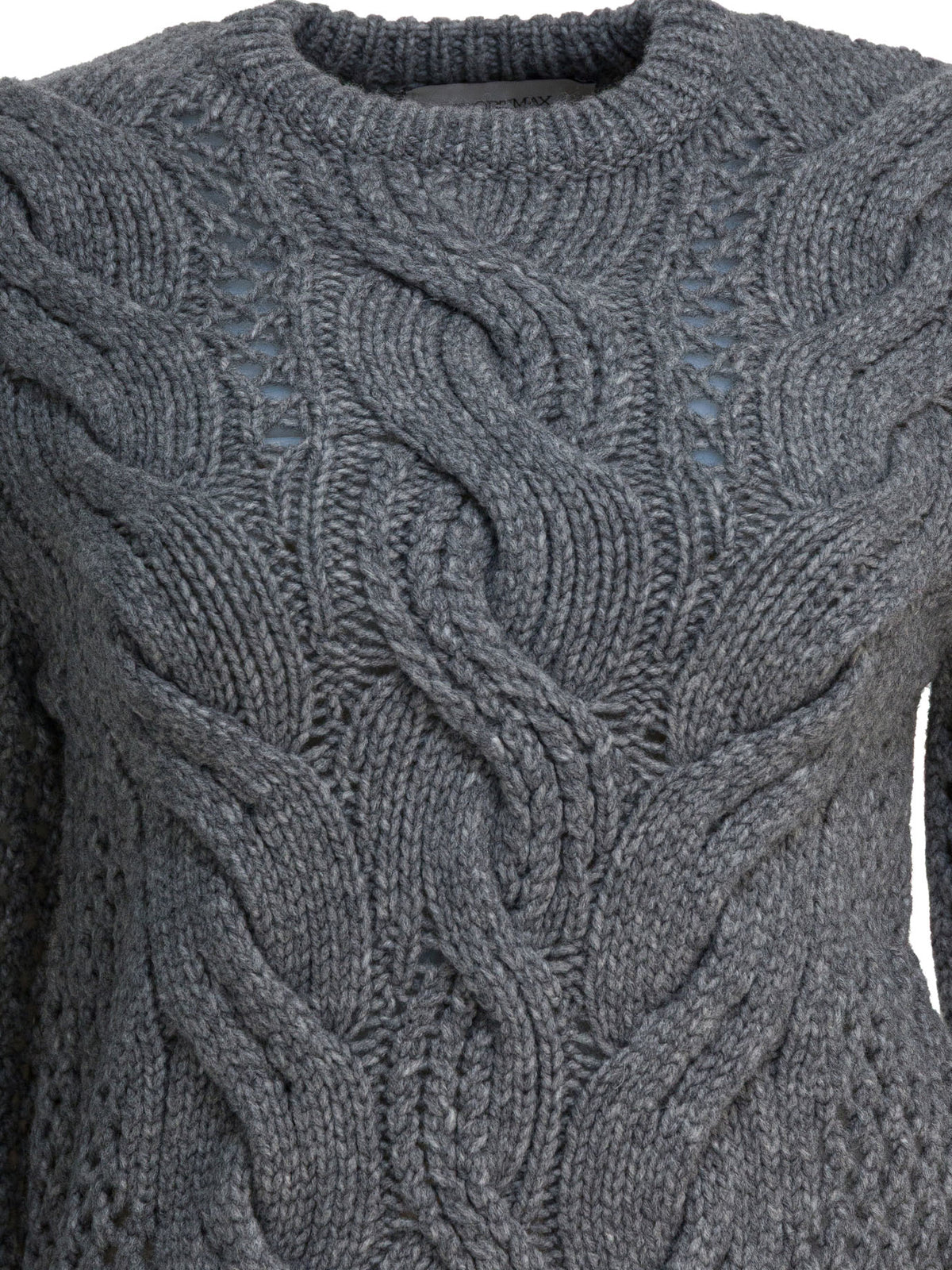 Max Mara Sportmax Wool-blend crewneck sweater with braids - Grey
