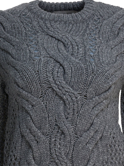 Max Mara Sportmax Wool-blend crewneck sweater with braids - Grey