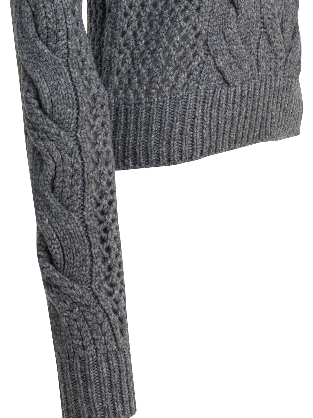 Max Mara Sportmax Wool-blend crewneck sweater with braids - Grey