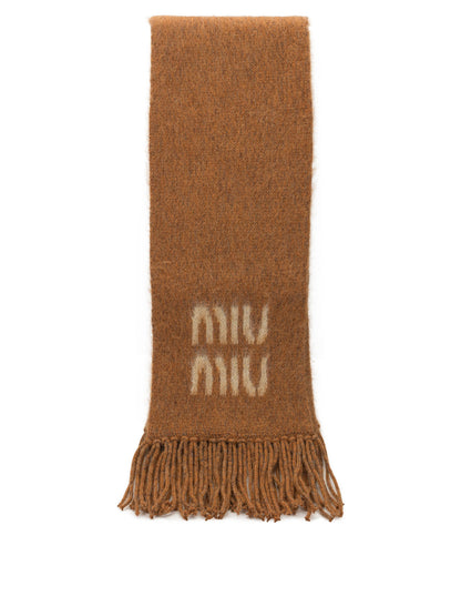 Miu Miu Merino Wool Fringed Scarf - Orange