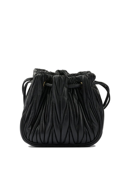 Miu Miu Matelassé nappa leather handbag - Black