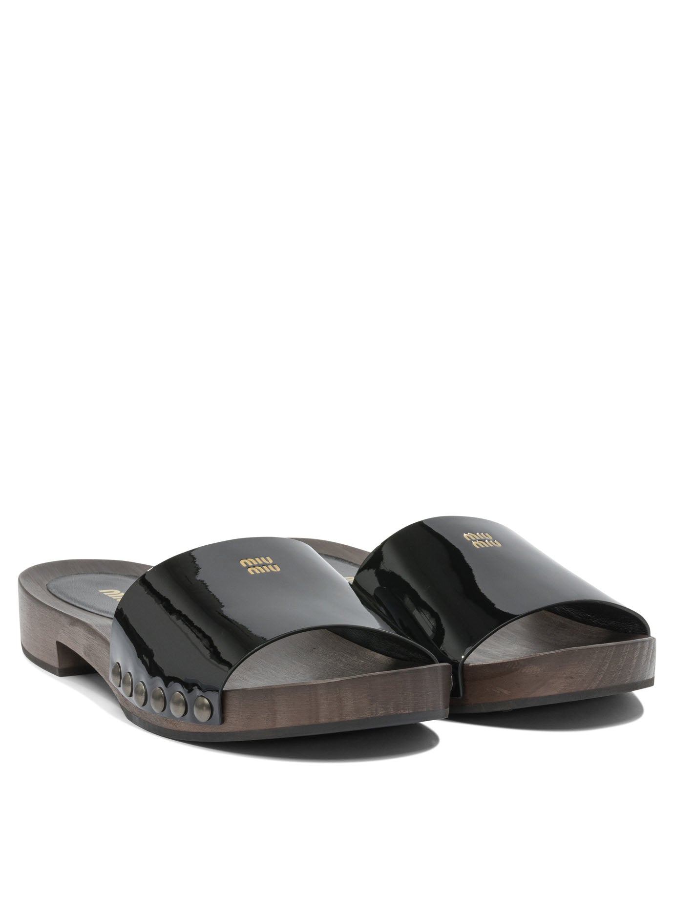 Miu Miu Patent leather clogs 30mm - Black