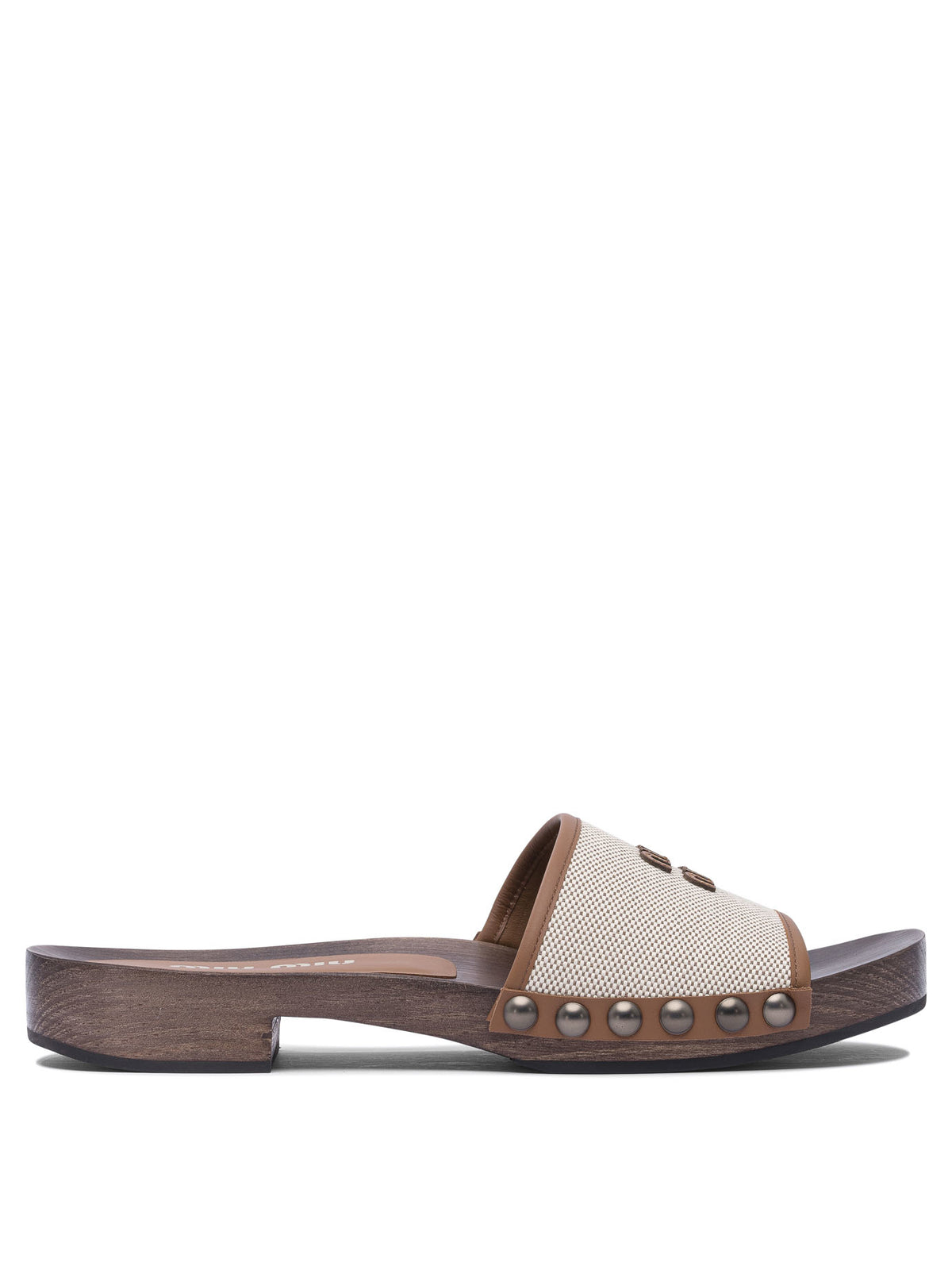 Miu Miu Canvas and leather clogs 30 mm - Beige