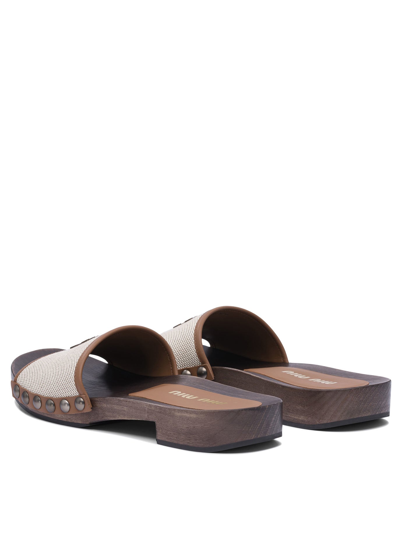 Miu Miu Canvas and leather clogs 30 mm - Beige