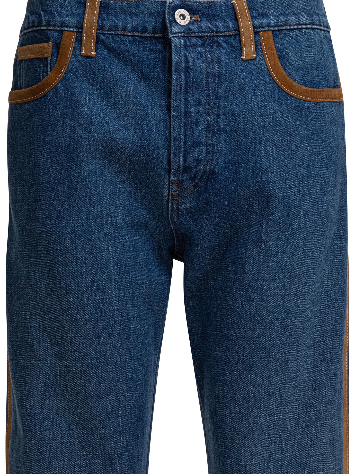 Miu Miu Jeans with leather inserts - Blue