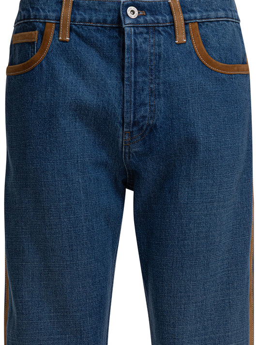 Miu Miu Jeans with leather inserts - Blue