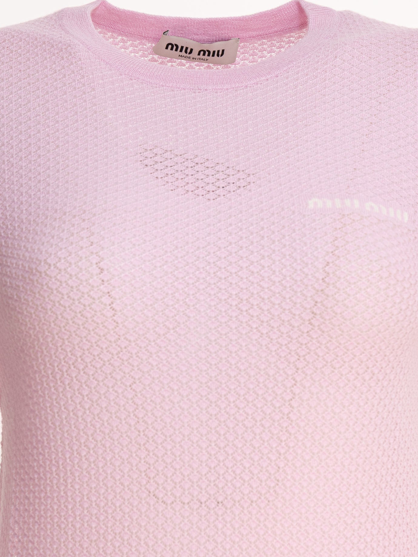 Miu Miu Crew-neck sweater with logo - Pink