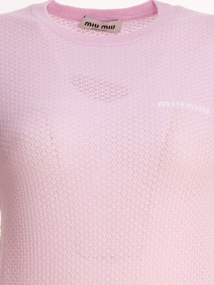 Miu Miu Crew-neck sweater with logo - Pink