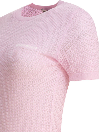 Miu Miu Crew-neck sweater with logo - Pink