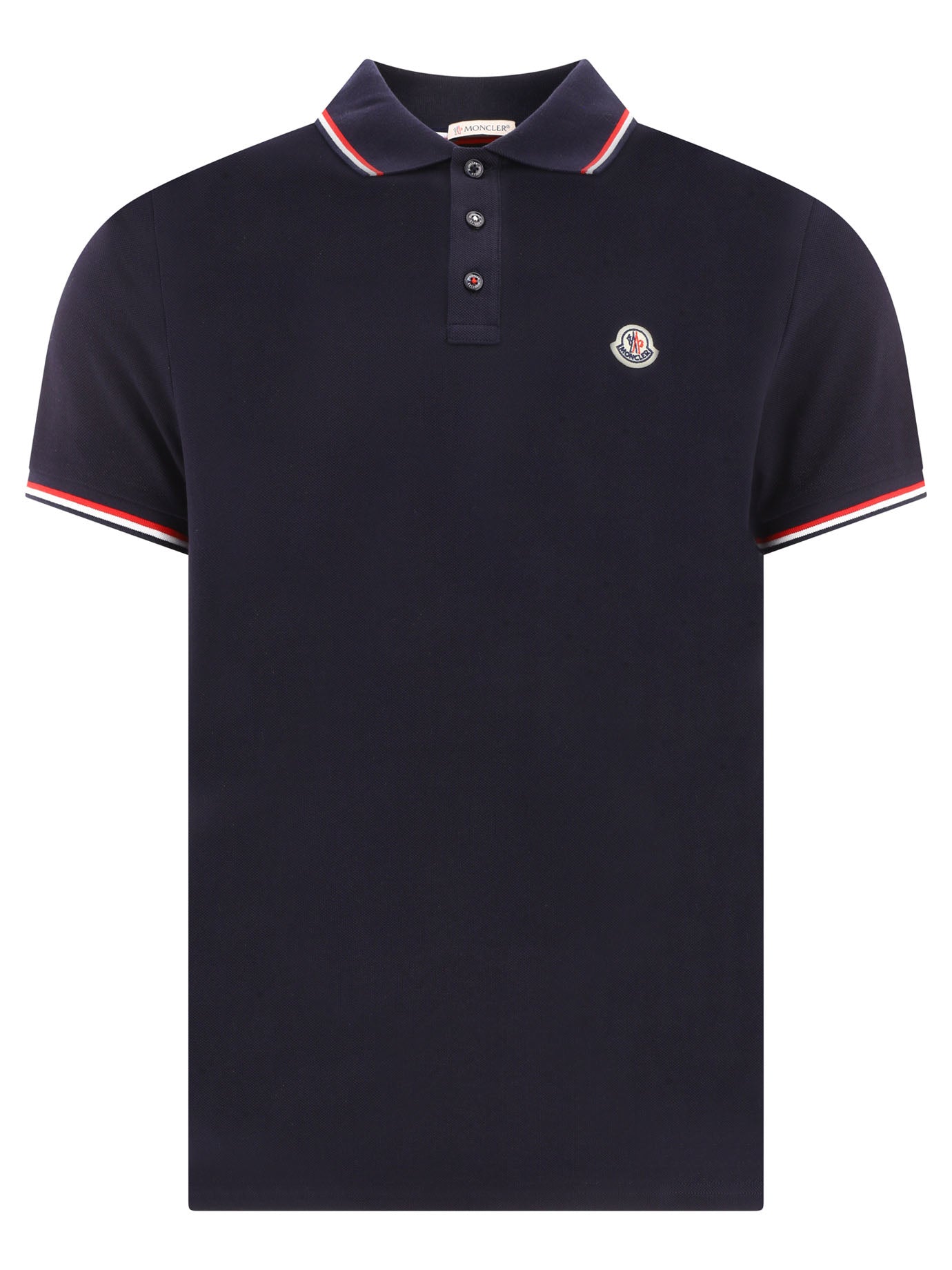 Moncler Button-down polo shirt with logo - Blue