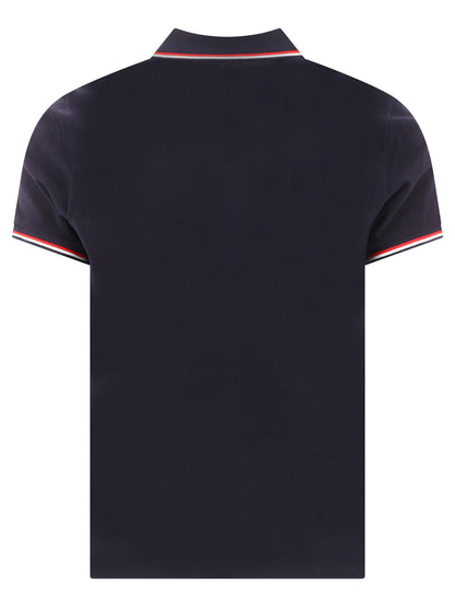 Moncler Button-down polo shirt with logo - Blue