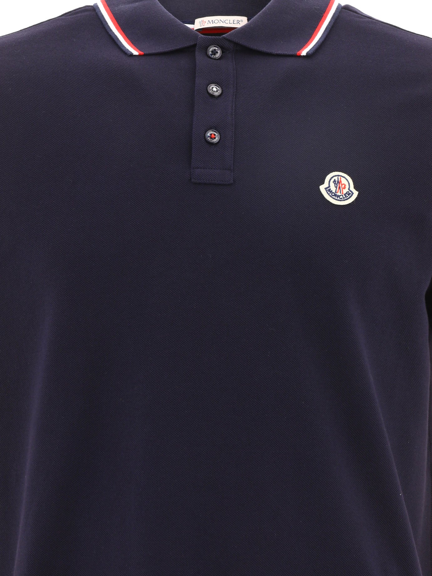 Moncler Button-down polo shirt with logo - Blue