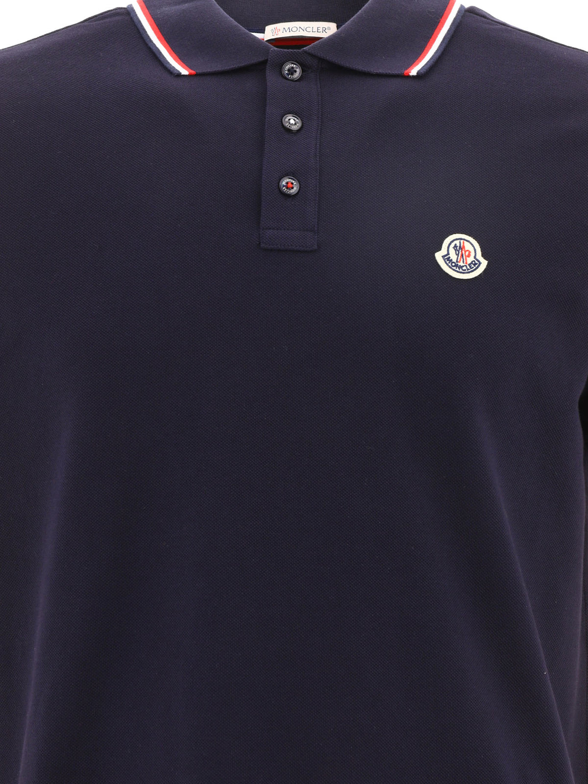 Moncler Button-down polo shirt with logo - Blue