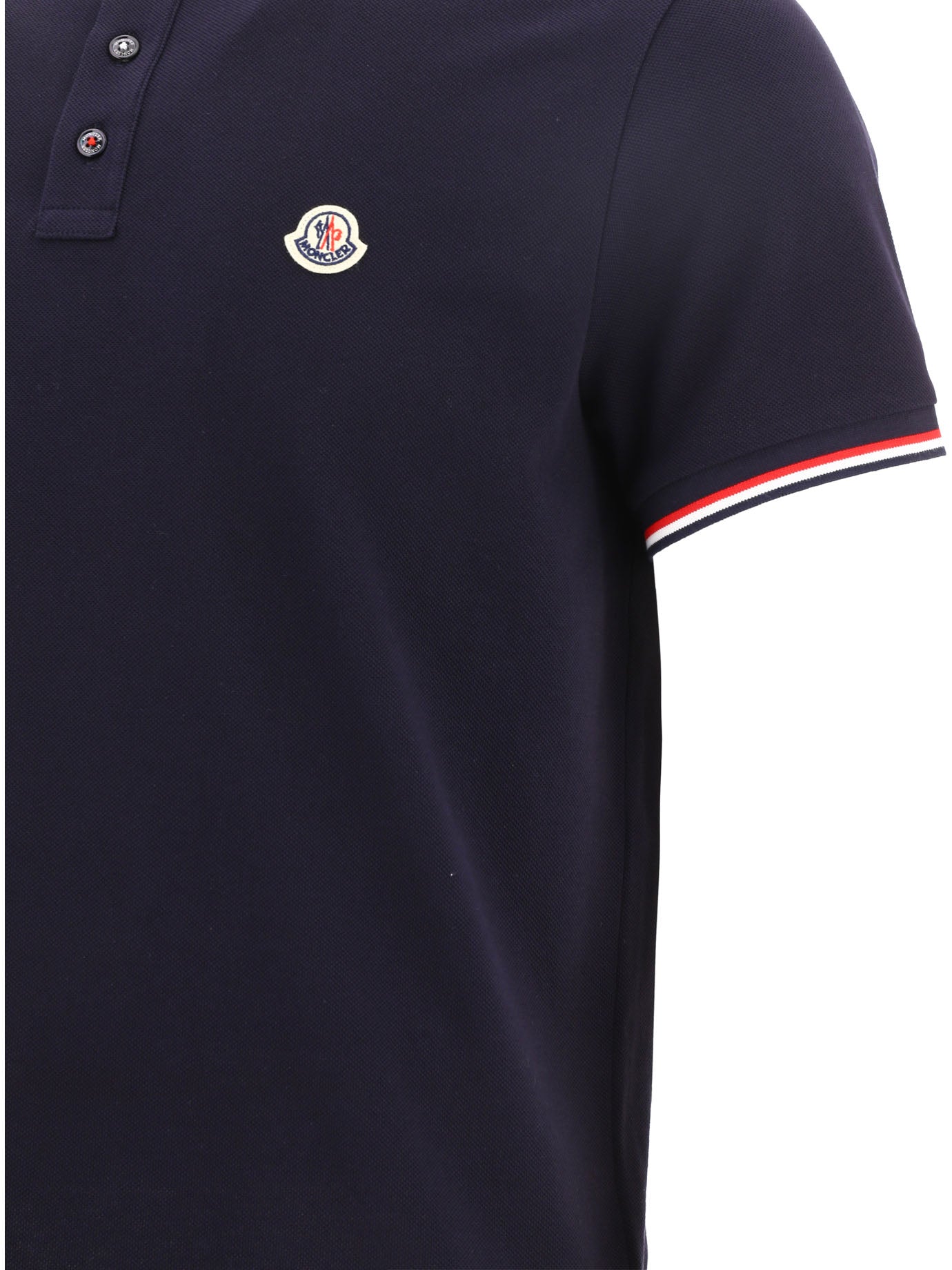 Moncler Button-down polo shirt with logo - Blue