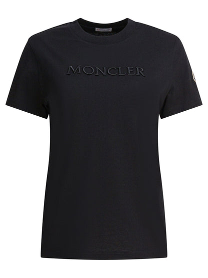 Moncler T-shirt with embroidered logo - Black