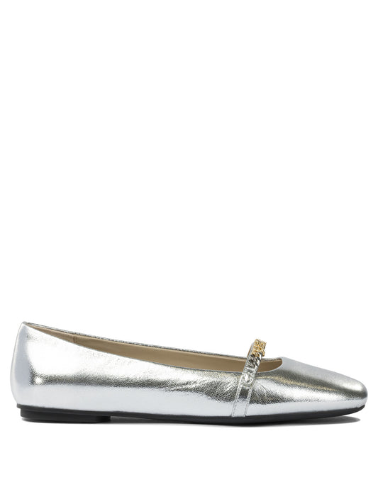 Pinko Leather ballet flats with square toe - Silver