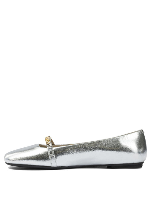 Pinko Leather ballet flats with square toe - Silver