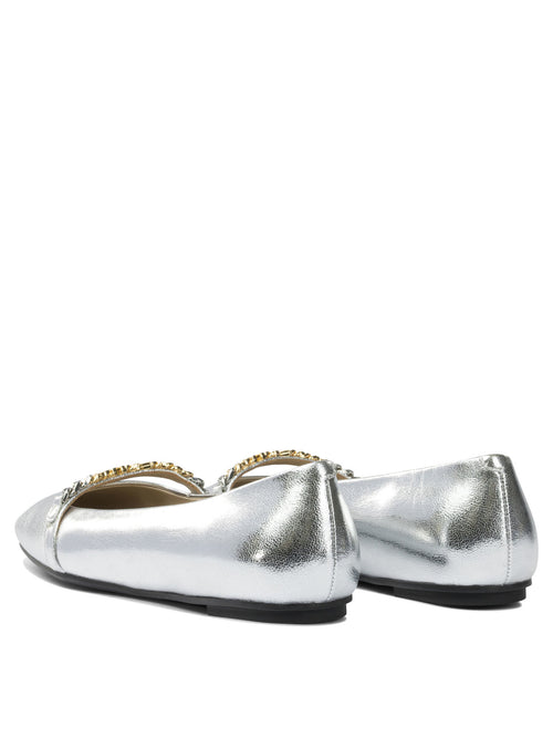 Pinko Leather ballet flats with square toe - Silver