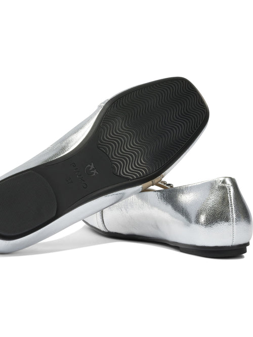 Pinko Leather ballet flats with square toe - Silver
