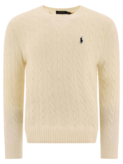 Polo Ralph Lauren Wool and cashmere crewneck sweater with logo - White