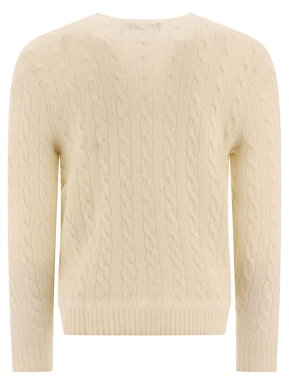 Polo Ralph Lauren Wool and cashmere crewneck sweater with logo - White