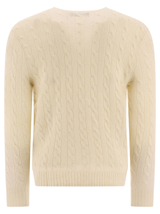 Polo Ralph Lauren Wool and cashmere crewneck sweater with logo - White