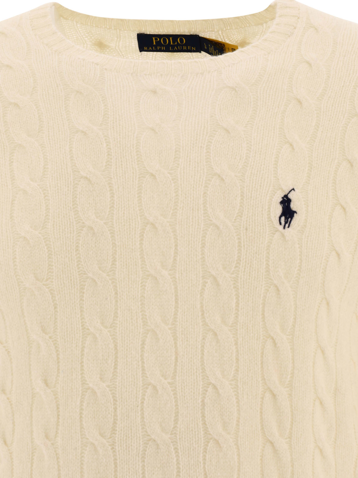 Polo Ralph Lauren Wool and cashmere crewneck sweater with logo - White