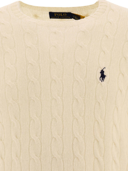 Polo Ralph Lauren Wool and cashmere crewneck sweater with logo - White