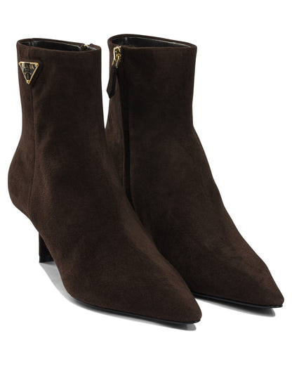 Prada Logo leather ankle boots 30 mm - Brown