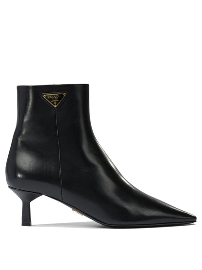Prada Logo leather ankle boots 30 mm - Black