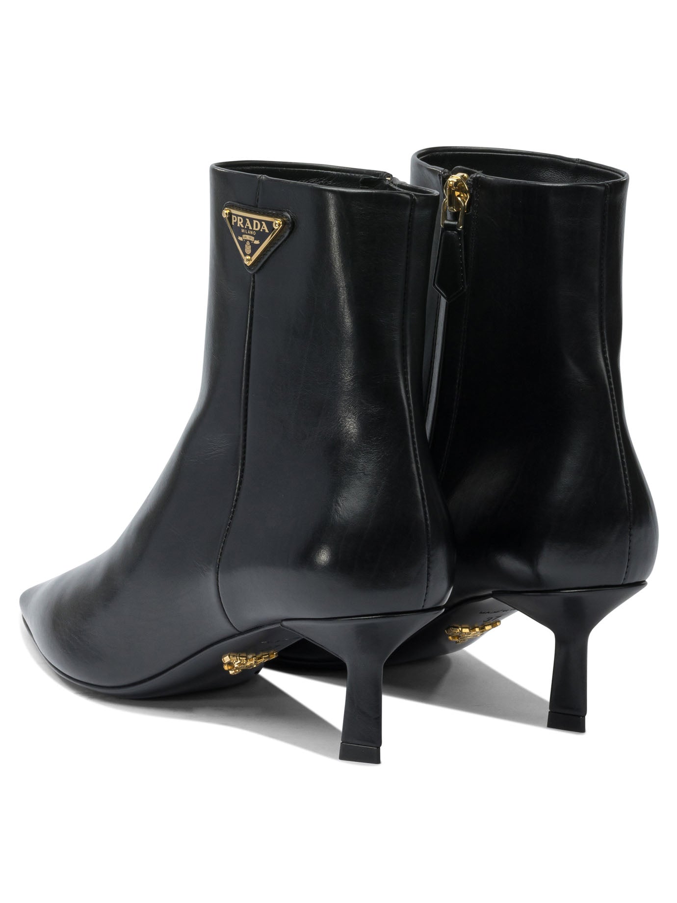 Prada Logo leather ankle boots 30 mm - Black
