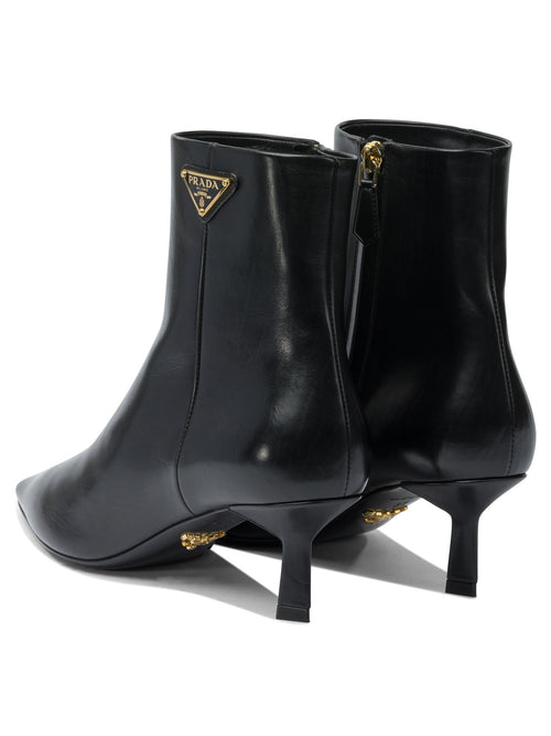Prada Logo leather ankle boots 30 mm - Black