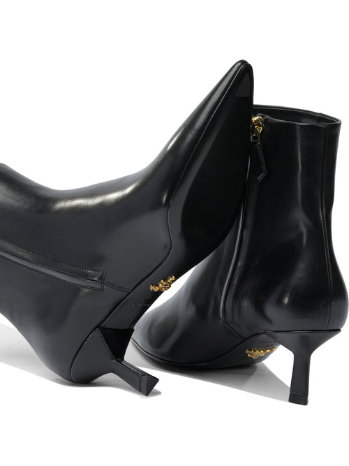 Prada Logo leather ankle boots 30 mm - Black