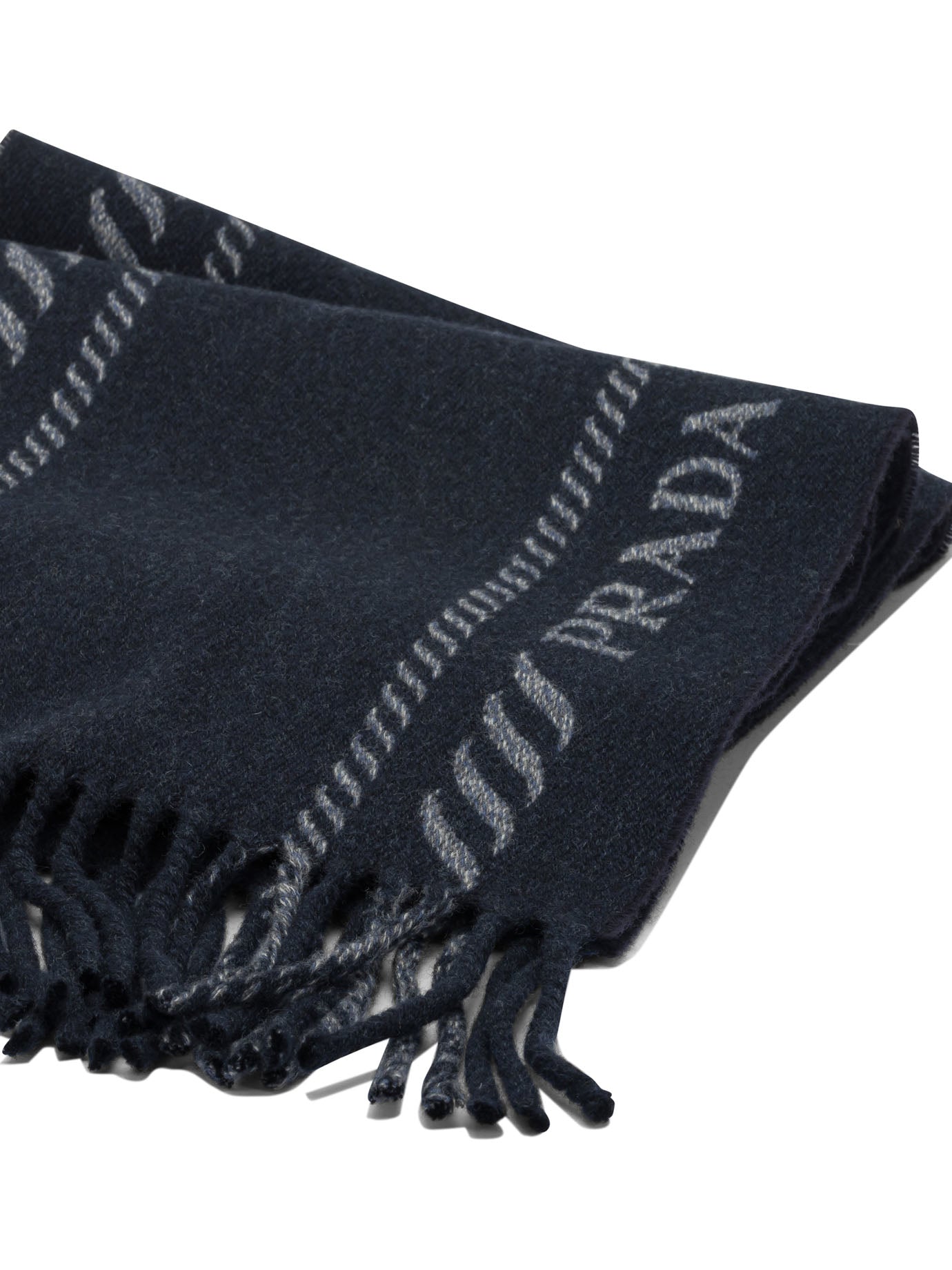 Prada Wool and cashmere fringed scarf - Blue