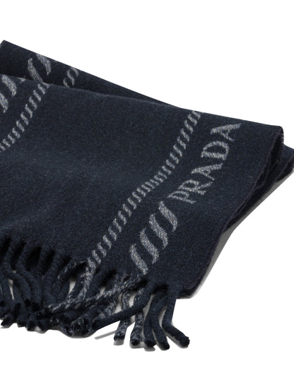 Prada Wool and cashmere fringed scarf - Blue