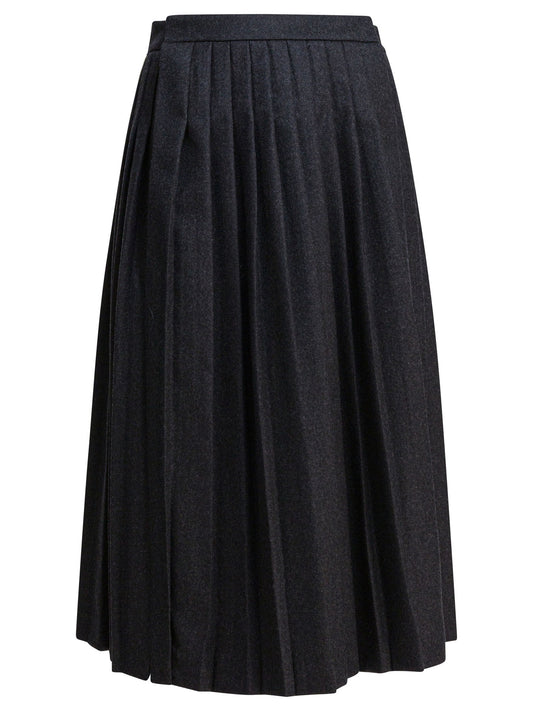 Prada Pleated wool flannel skirt - Grey